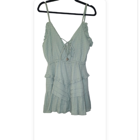 Blush Boutique Ruffle flirty Mini Dress Green womens Size M - Picture 8 of 12